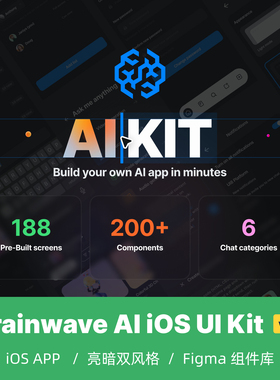 AI智能产品 iOS UI Kit 模板 APP移动端 Figma组件 UI8 Brainwave