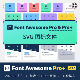 【SVG图标】FontAwesome Pro&Pro+ v7.1.0 永久更新 Figma AI PPT