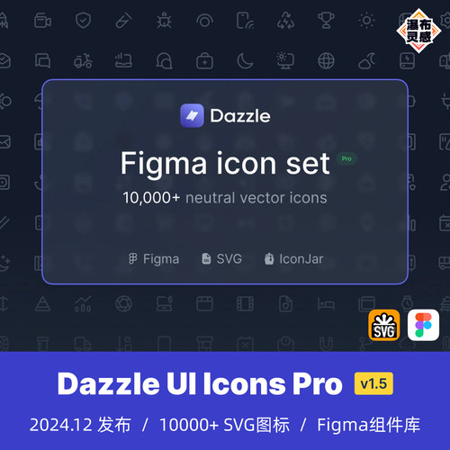10000+ Figma 精品图标组件库 4套样式 Dazzle UI Icons Pro v1.5