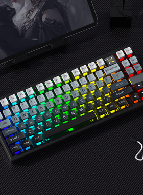 密探极昼桃粉雾蓝正刻PBT四面透光键帽高颜值个性适配机械键盘