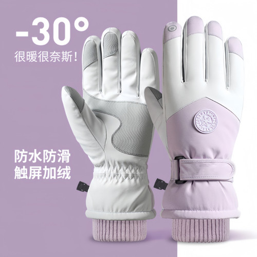 冬季手套女士2024新款加厚防风东北防寒骑行触屏保暖防水玩滑雪男