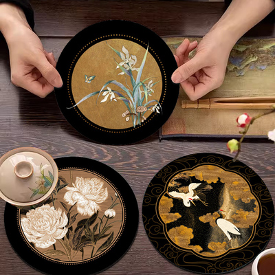 隔热垫餐桌垫中古风高级感家用吸水速干耐高温防烫杯垫碗盘锅垫子