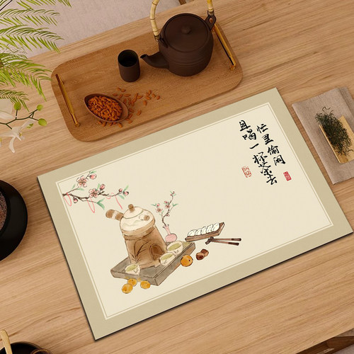 中式茶垫吸水速干硅藻泥沥水国风餐垫隔热桌垫厨房台面茶杯茶桌垫