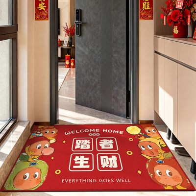 星星人喜庆红地垫门口防滑耐磨
