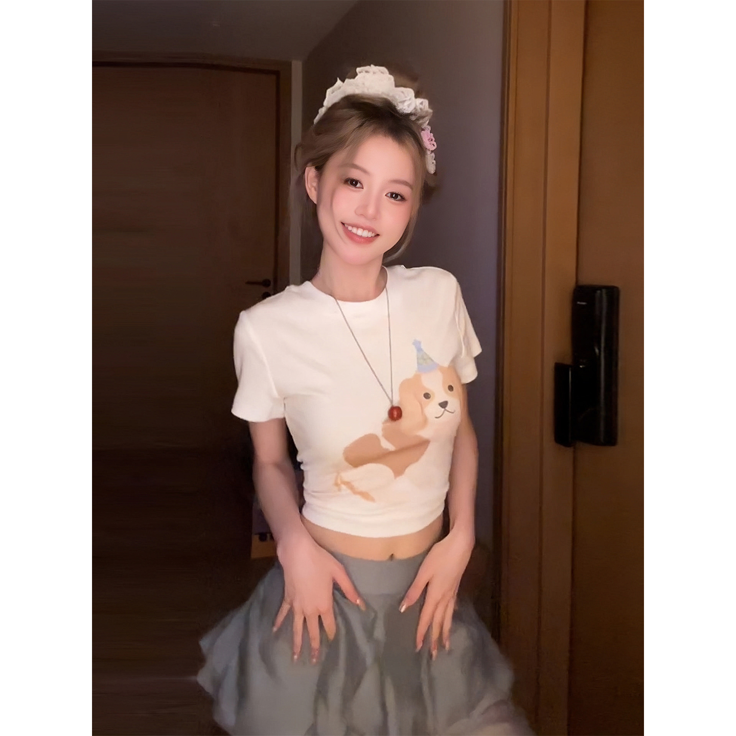 【送运费险】甜辣少女风修身t恤