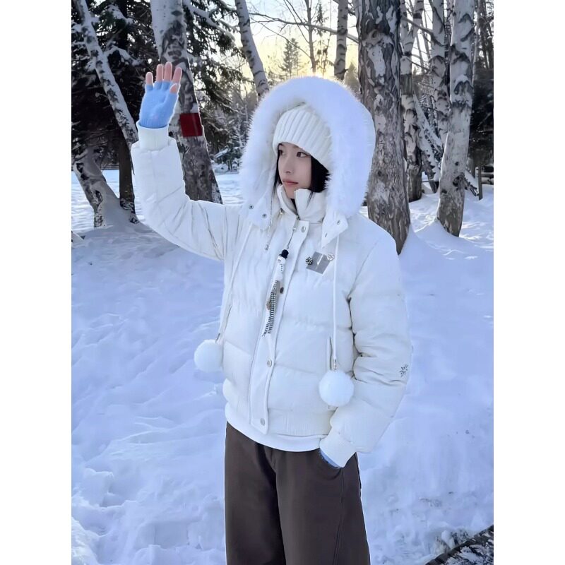 巨好看刺绣雪花棉服女新款棉袄2026冬宽松韩系加厚保暖棉衣外套