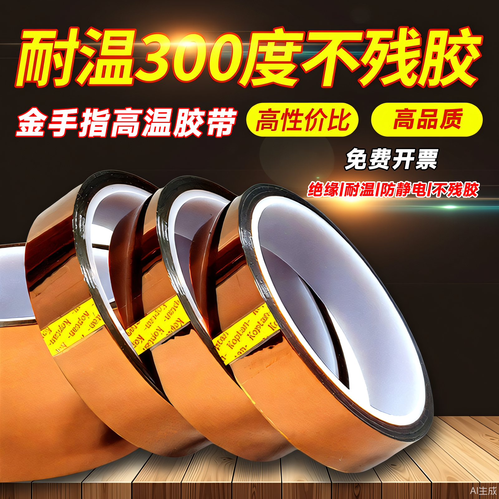 耐高温金手指胶带烤箱隔热线路板防焊耐热电池包扎热转印3D打印手机