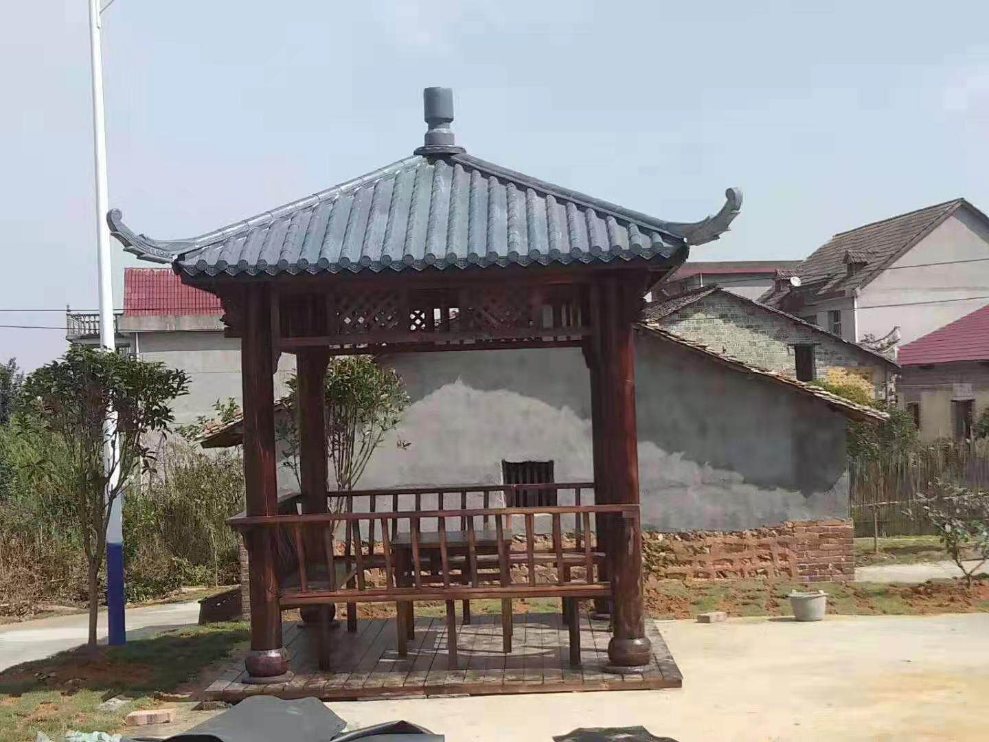 加厚四角六角古建凉亭户外防腐木屋实木亭子仿古别墅庭院木质凉亭