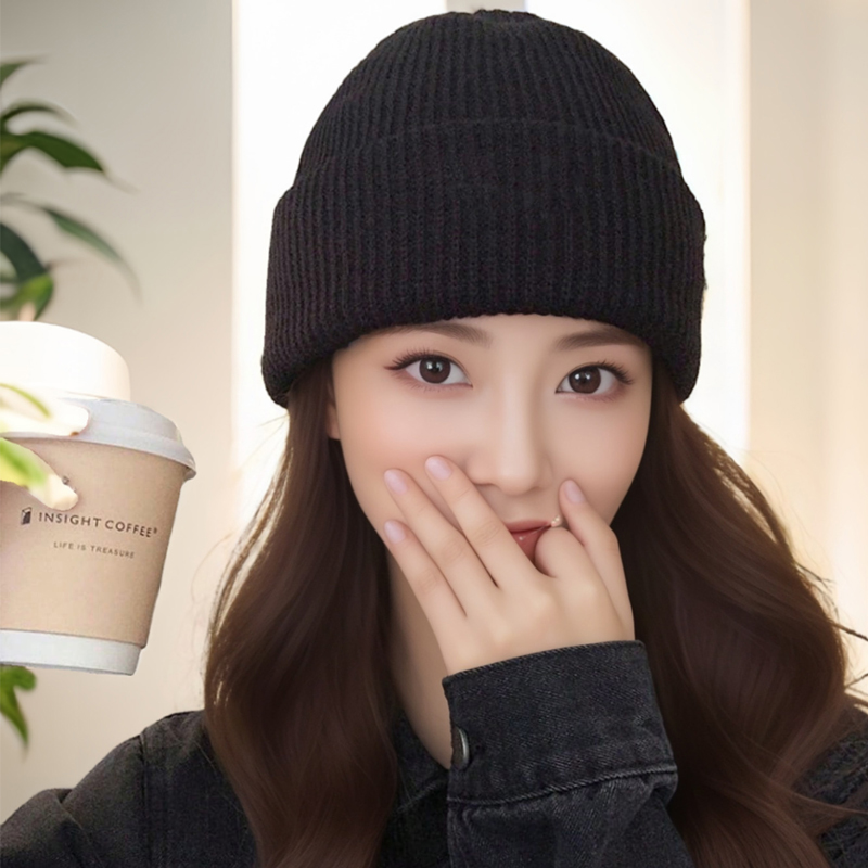 防寒针织帽纯色情侣针织帽韩版潮