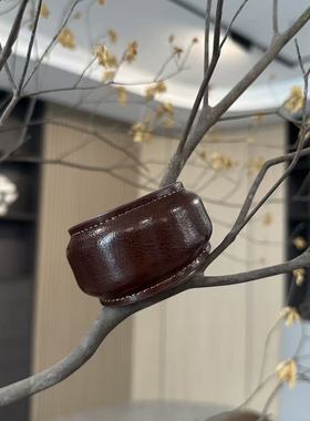 复古真皮手镯小众设计开口手镯