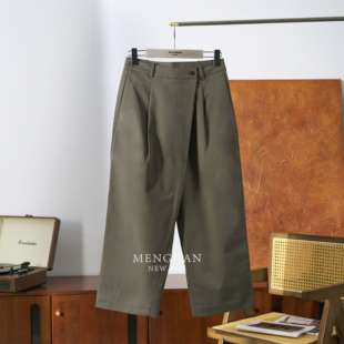 雅痞质感 不对称阔腿通勤裤 MENGJIAN春季 锥形休闲裤 子女款 新款