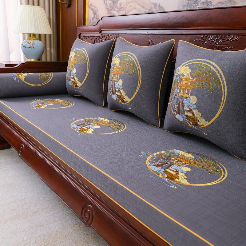 红木沙发坐垫新中式实木沙发垫防滑加硬海绵座垫四季通用沙发坐垫