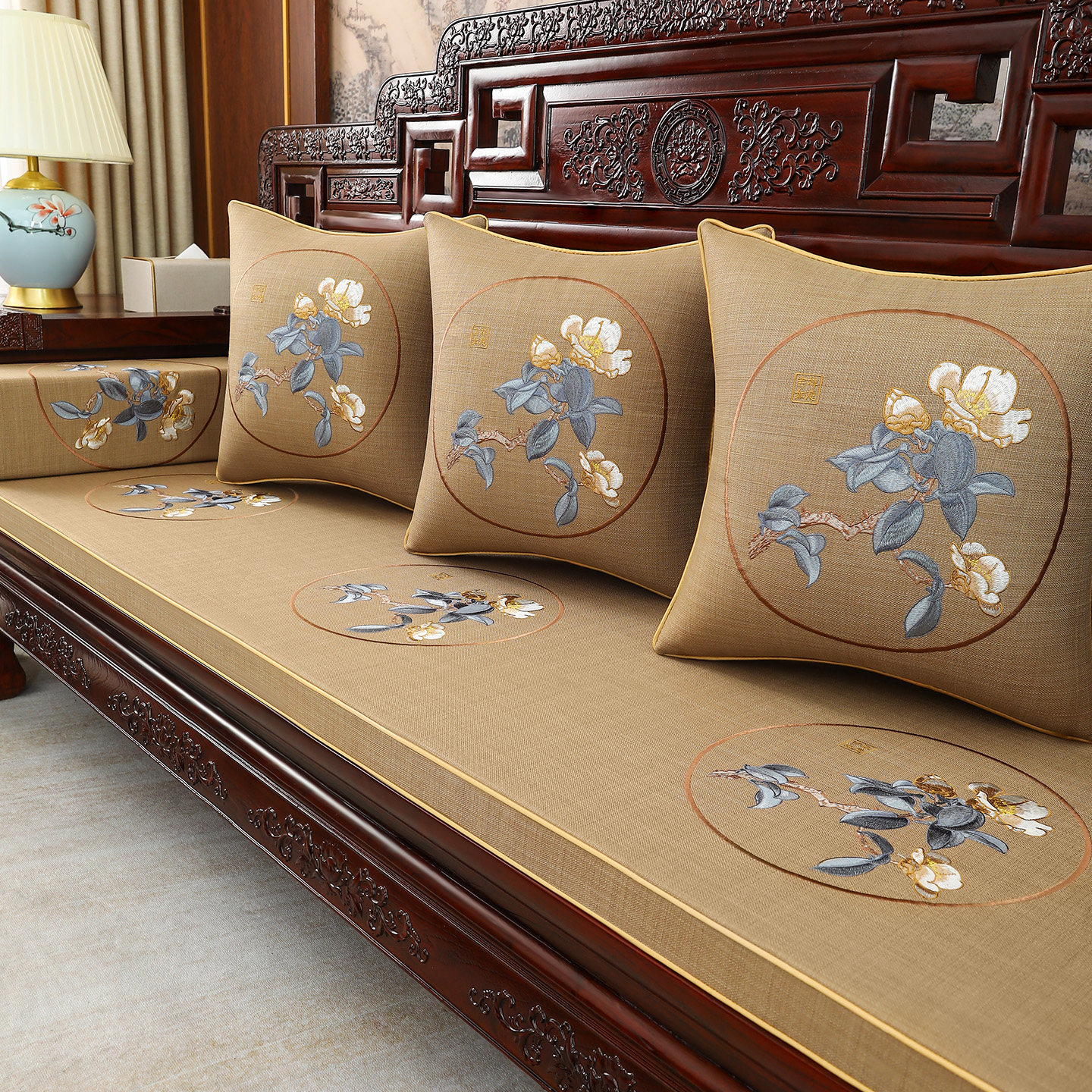 红木沙发坐垫定制新中式实木沙发海绵座垫罗汉床垫乳胶椅垫子防滑,居家布艺,沙发垫,淘宝优惠券,粉丝福利购,淘宝优惠卷