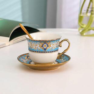 家用陶瓷水杯早餐杯欧式 北欧下午茶餐具骨瓷咖啡杯碟套装 复古茶杯
