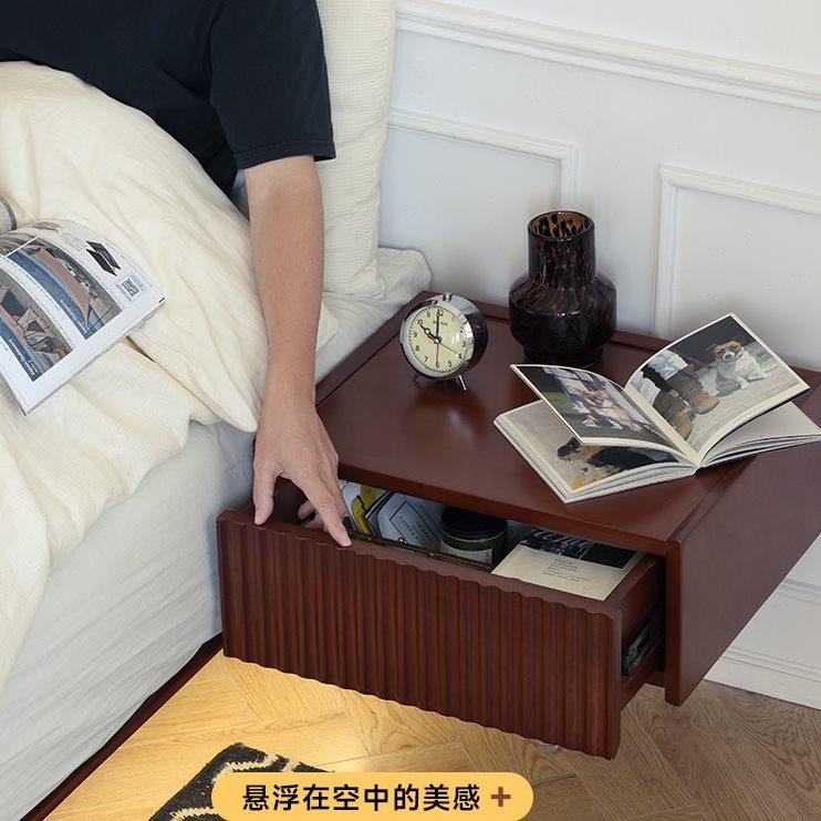 【小万家具】北欧复古床头软包床中古悬浮全实木小户型主卧双人床