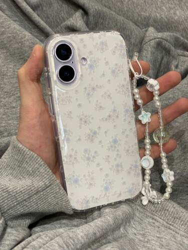 ins韩系温柔简约白色碎花双层印花韩系17Pro适用iphone17Promax苹果16pro手机壳15/14软13保护套女16全包17
