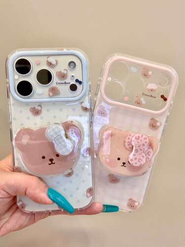 韩系ins 软萌可爱满屏棕熊头像双层印花适用iphone17promax手机壳苹果17pro新款15创意16pro女13/14防摔16