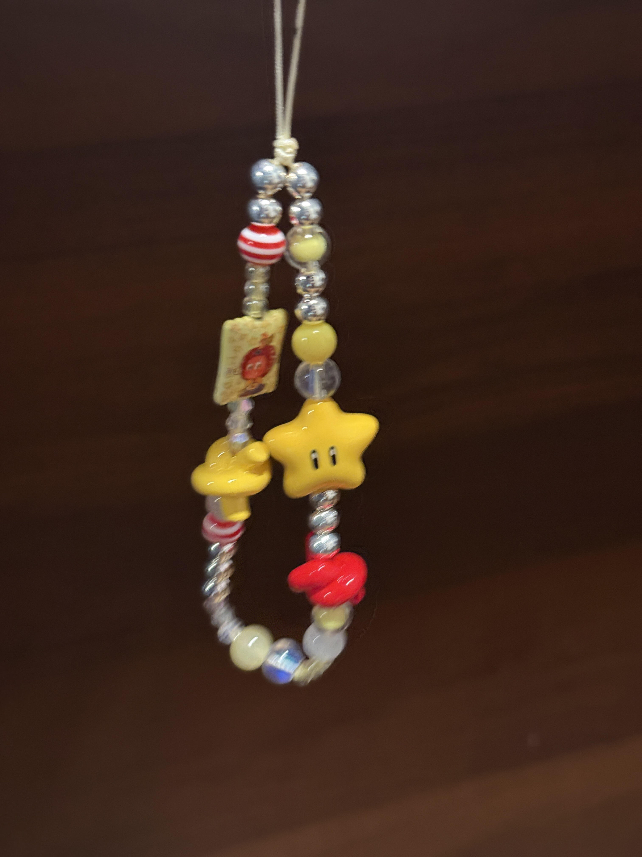 ins日韩可爱黄蓝小人链串珠个性创意百搭饰品新款链条挂链装饰女