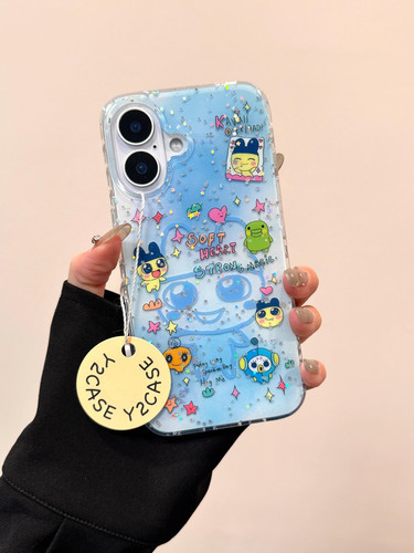 ins可爱卡通满屏闪片小星星拓麻歌子IMD手机壳适用iPhone16promax苹果13/14/15保护套15pro