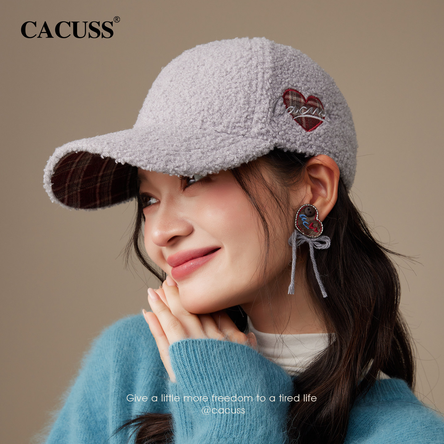 CACUSS秋季新款泰迪绒硬顶棒球帽