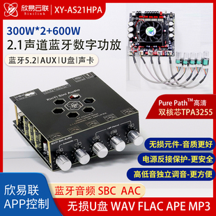 AS21HPA大功率蓝牙数字功放2.1声道重低音300W 600W进口TPA3255