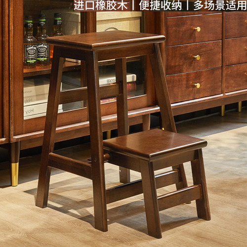 实木梯凳家用可抽拉登高梯子凳子两用多功能置物架厨房稳步爬梯凳