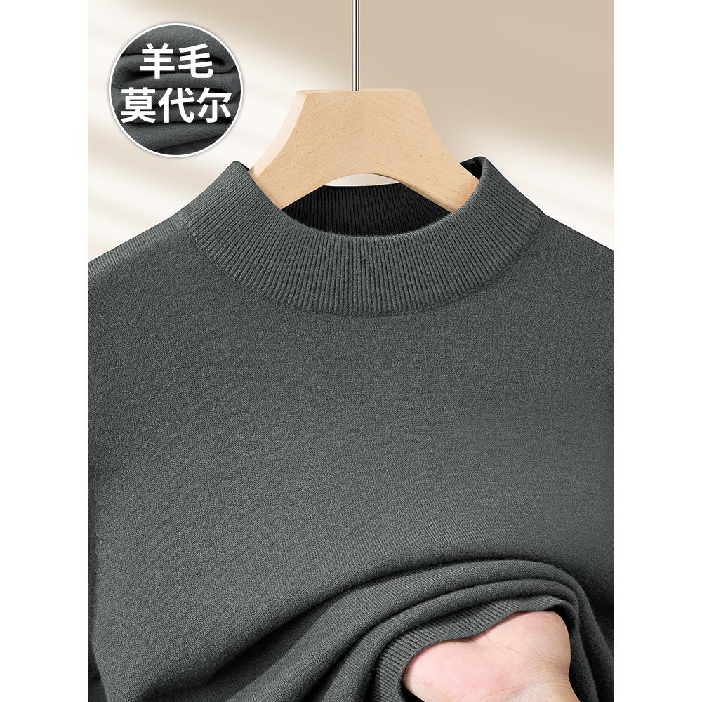 羊毛莫代尔半高领衣男士2