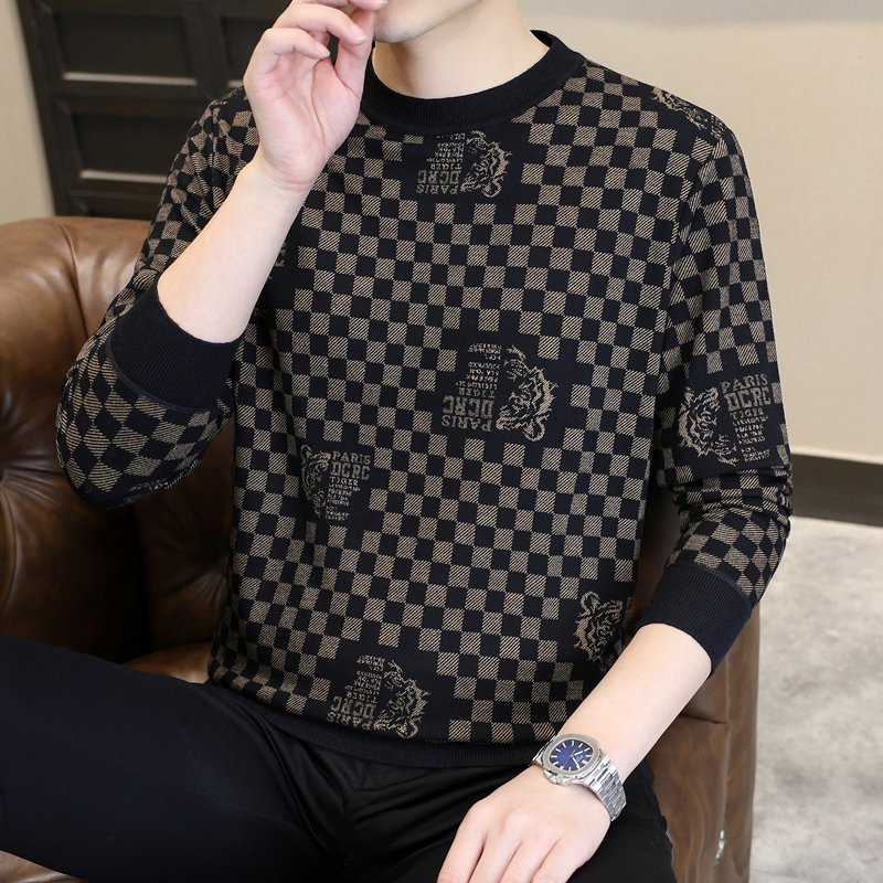 高端提花针织衫男秋冬季时