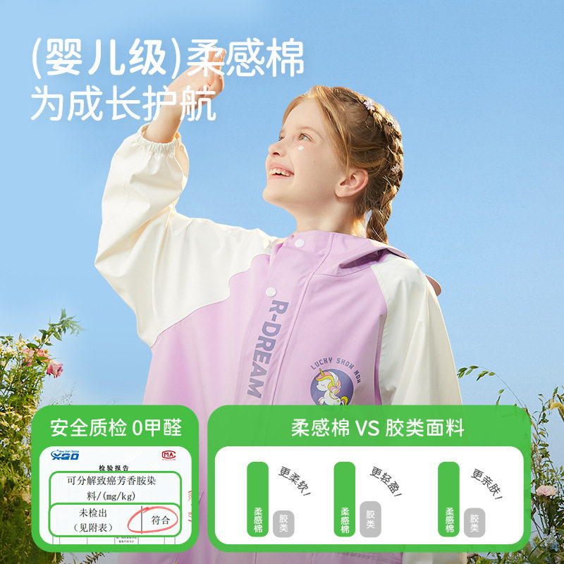 儿童雨衣幼儿园小学生雨披带书包位男童女童宝宝卡通连体雨衣