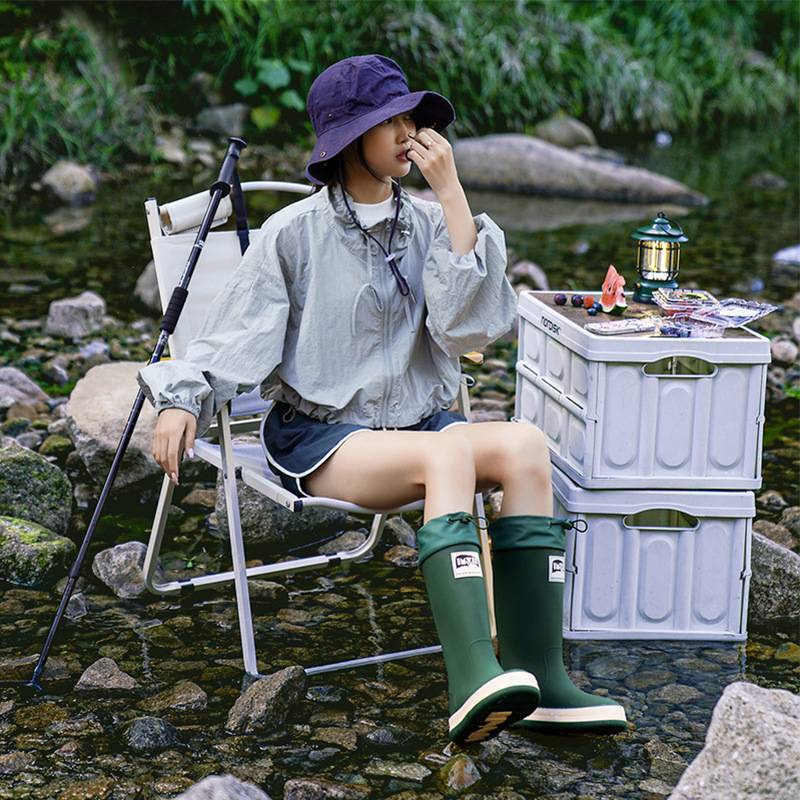 新款日式网红雨靴男女成人户外登山胶鞋钓鱼野钓防水防滑情侣雨鞋
