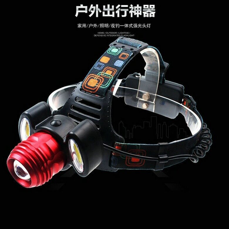 户外T6头灯LED强光COB头灯铝合金手电筒 调焦头钓鱼灯