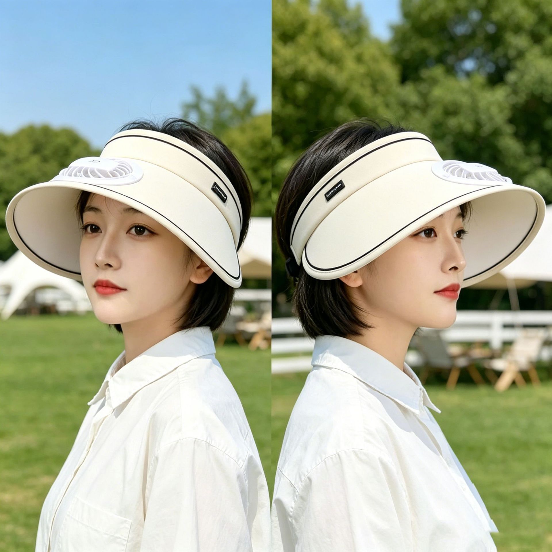 太阳能风扇防晒帽女夏季遮阳可充电风扇帽子大帽檐防紫外线大空顶