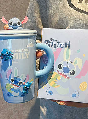 可爱卡通人物陶瓷马克杯带盖大容量情侣水杯子女高颜值礼物办公室