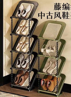 中古风鞋架多层家用门口入户小窄简易出租房用卧室鞋柜鞋子收纳