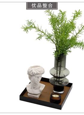 样板间现代软装客厅角几家居饰品托盘蜡烛仿真花桌面摆件ZH3274