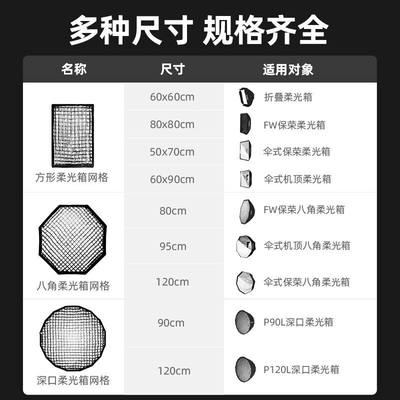 神牛柔光箱单网格影室闪光灯长条八角方形柔光罩蜂巢网格栅单独蛋