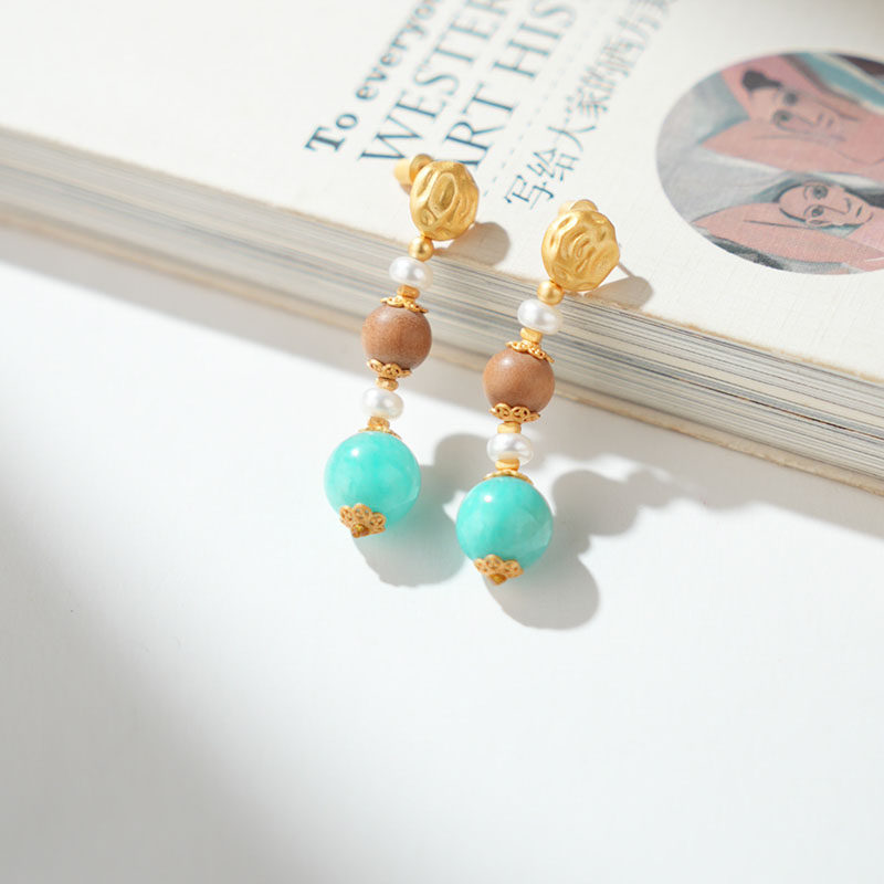 【天仙】老山檀香天河石耳环lst061