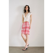 型后开叉中长款 PynkiSwear 红色格纹低腰A字版 直筒半身裙女夏