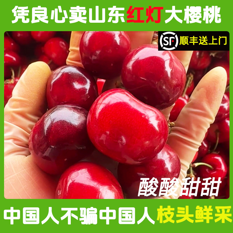 山东红灯大樱桃烟台红樱桃小樱桃露天国产酸甜红樱桃车厘子新鲜
