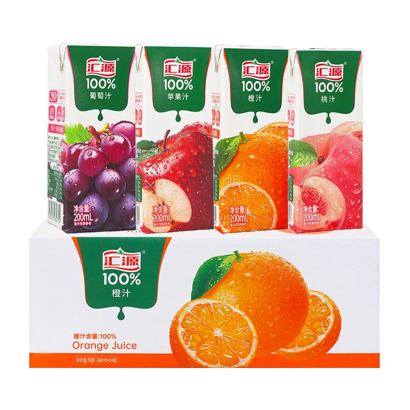 汇源100%果汁200ml*24盒