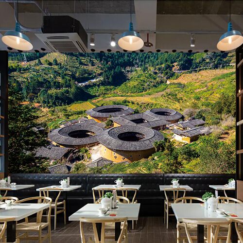 梅州客家福建围屋怀旧定制壁画