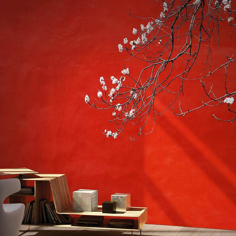 中式复古故宫红竹木纤维护墙板红色扣板餐厅棋牌室火锅店集成墙板