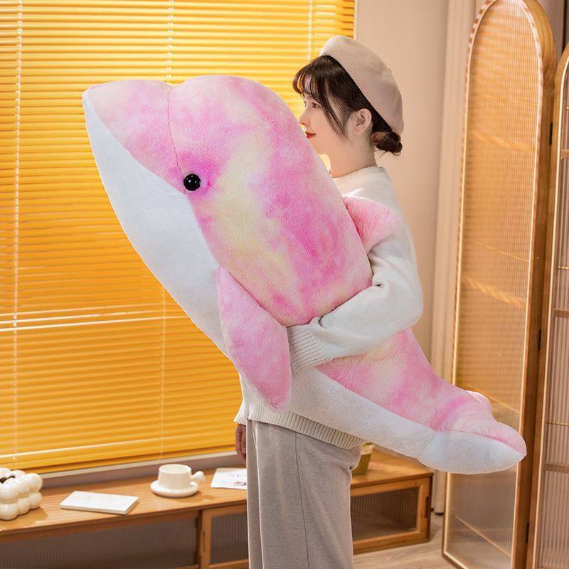 彩色海豚毛绒玩具玩偶床上抱着睡觉公仔大号鲸鱼布娃娃生日礼物女