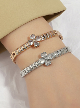 镶钻手链 电商专供日韩新款潮流精致花朵气质百搭微镶锆石手链式