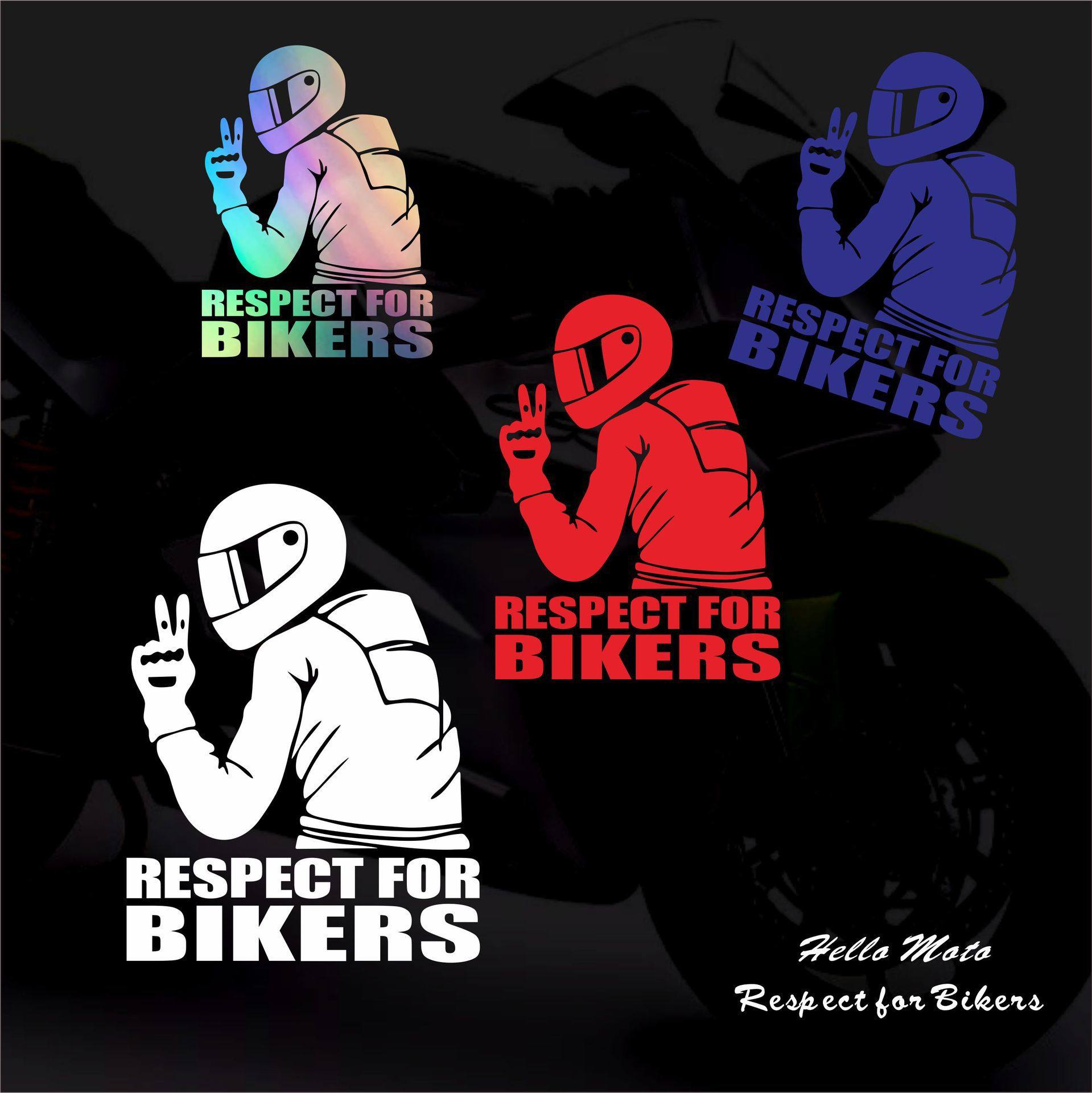 跨境外贸Respect for Bikers摩托车汽车车贴雕刻镭射反光贴纸