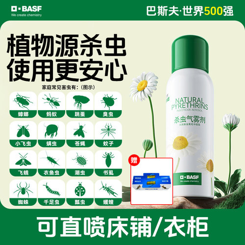 巴斯夫除虫菊素杀虫气雾剂家用室内床上灭除蟑螂蚂蚁药喷雾