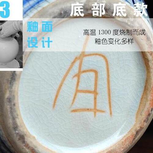景德镇陶瓷花瓶现代中式客厅裂纹釉富贵竹干花插家居装饰品