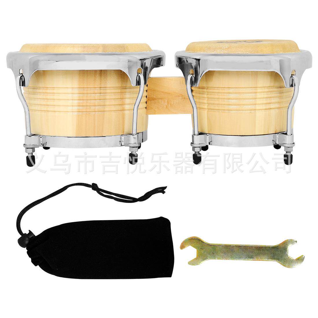 实木牛皮邦戈鼓手拍鼓7+9寸橡木邦哥鼓Bongos邦戈鼓乐器连体鼓