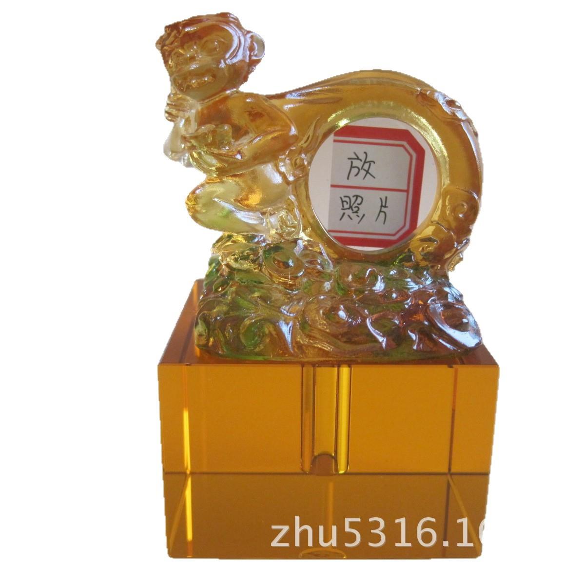 宝宝婴儿纪念品琉璃玉玺印章水晶胎毛印章琉璃玉玺放照片胎发章