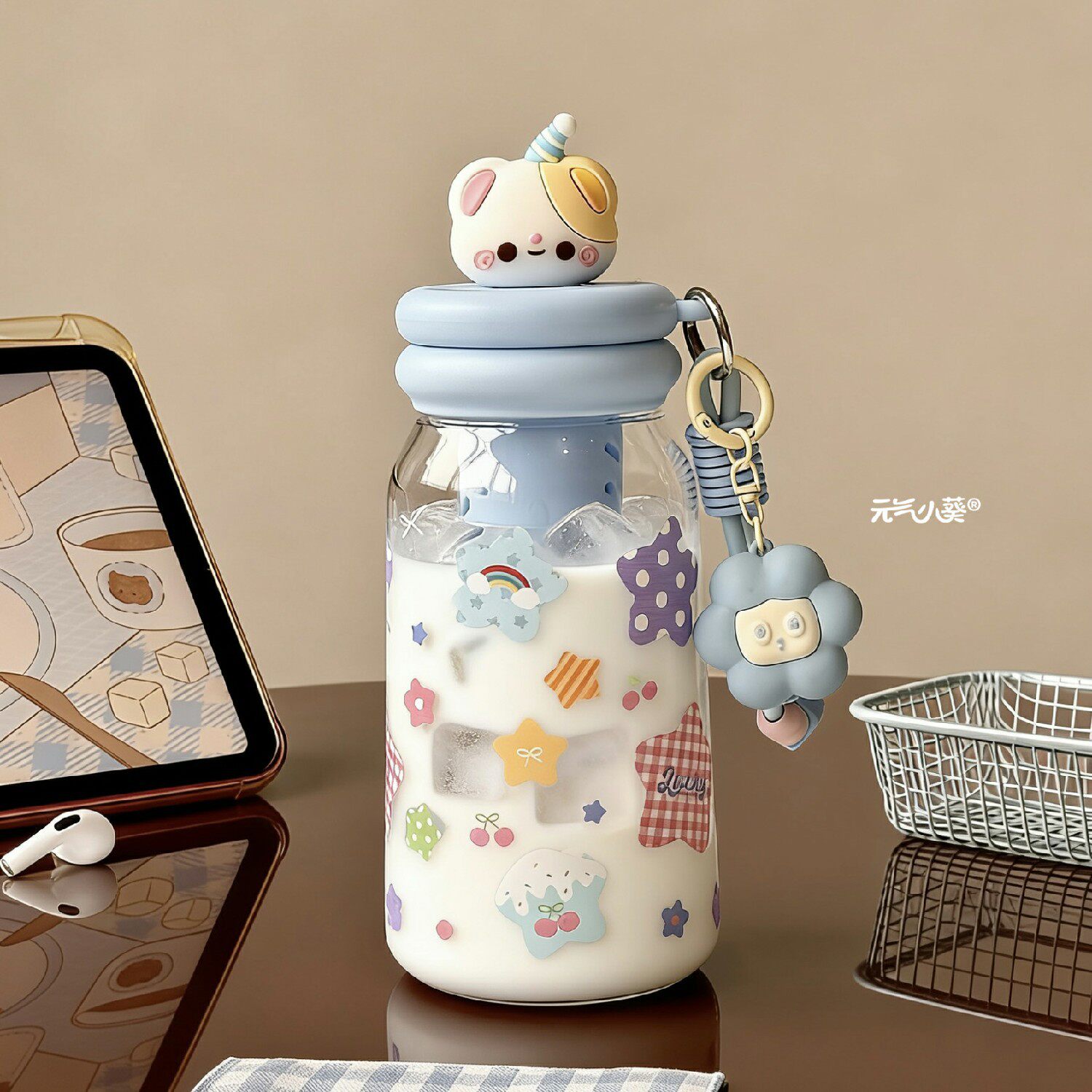 ins浅蓝色透明水杯高颜值女生tritan材质学生可爱便携不撞款杯子